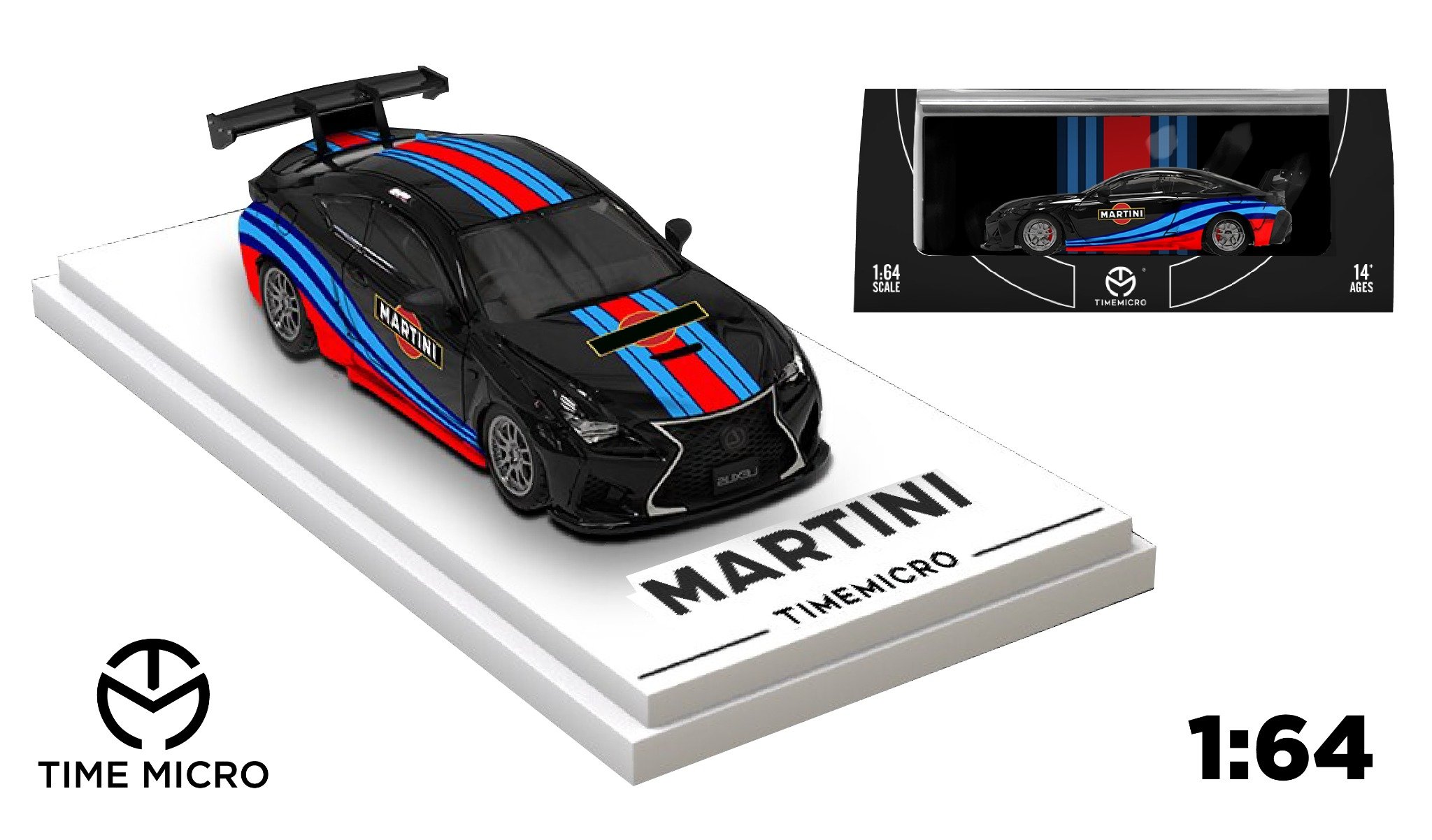  Mô hình xe Lexus Martini Racing black tỉ lệ 1:64 TM641812 Time micro 