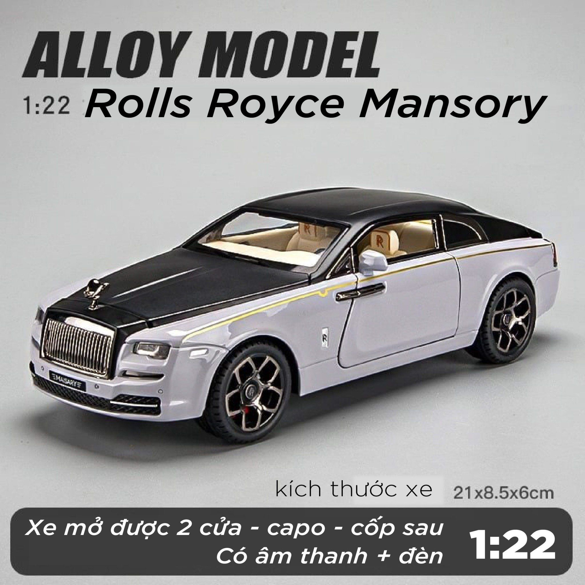  Mô hình xe Rolls Royce Mansory full open tỉ lệ 1:22 OT350 Alloy Model 