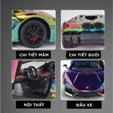  Mô hình xe Lamborghini Revuelto chrome color đánh lái được - full open - có đèn - âm thanh tỉ lệ 1:24 Alloy model OT24063 