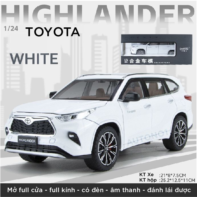  Mô hình xe Toyota Highlander đánh lái được full open tỉ lệ 1:24 Jinlifang OT045 
