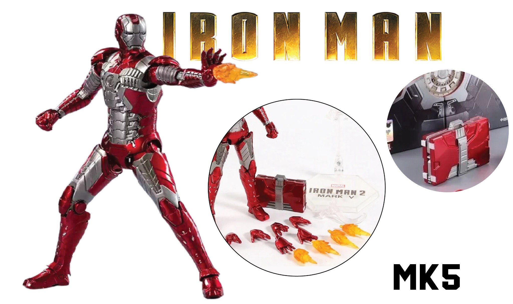  Mô hình nhân vật Marvel Iron man người sắt MK5 Mark V SHF tỉ lệ 1:10 18CM ZD Toys FG262 