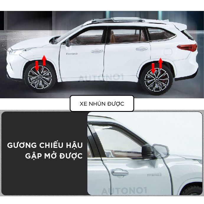  Mô hình xe Toyota Highlander đánh lái được full open tỉ lệ 1:24 Jinlifang OT045 