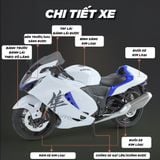  Mô hình xe Suzuki Hayabusa 1300 tỉ lệ 1:9 Huayi Alloy MT09004 