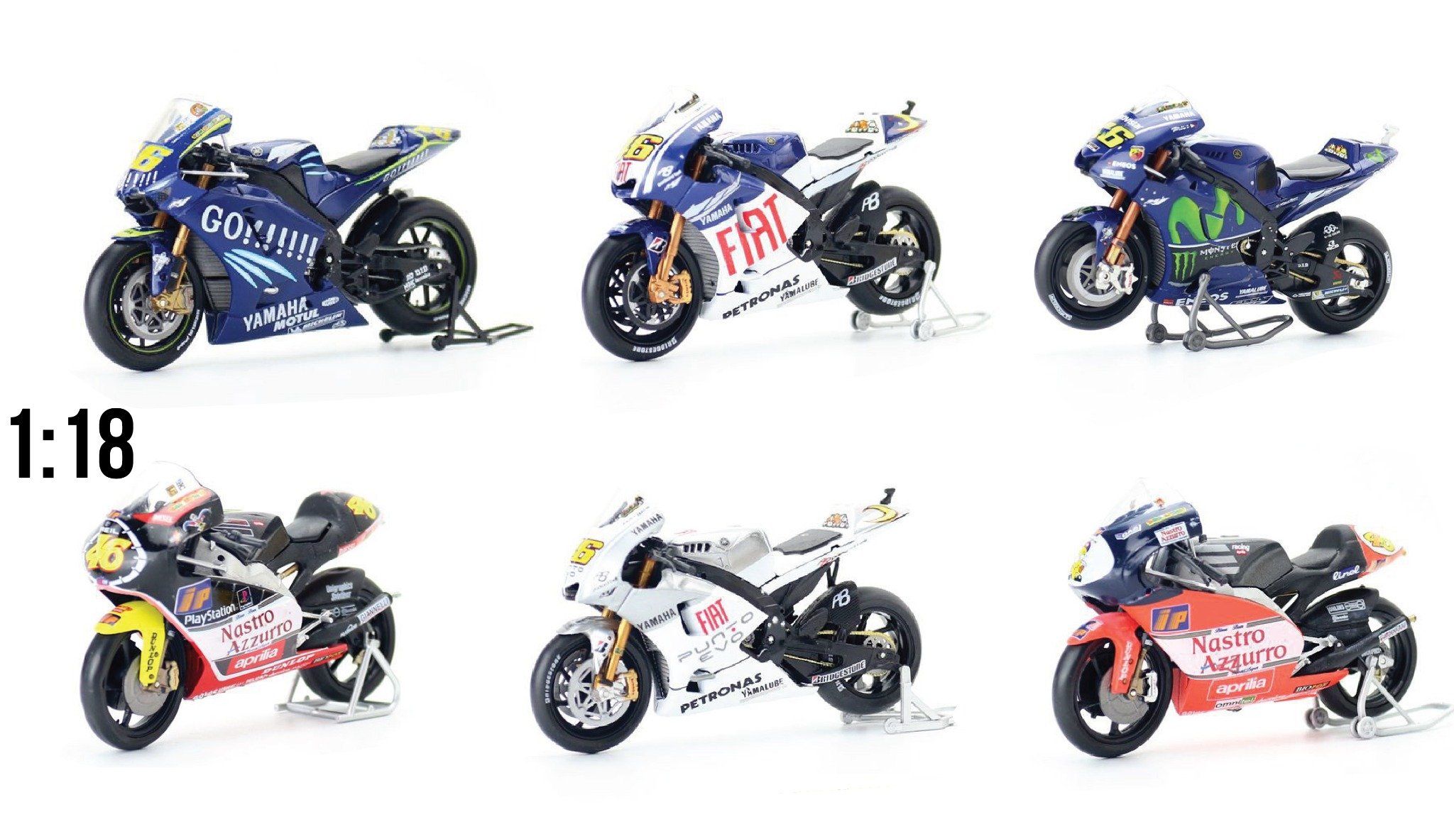  Mô hình xe mô tô GP Yamaha YZR-M1 2009 Fiat có đế tỉ lệ 1:18 Leo models 8172D 