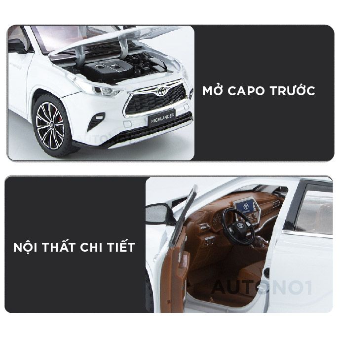  Mô hình xe Toyota Highlander đánh lái được full open tỉ lệ 1:24 Jinlifang OT045 