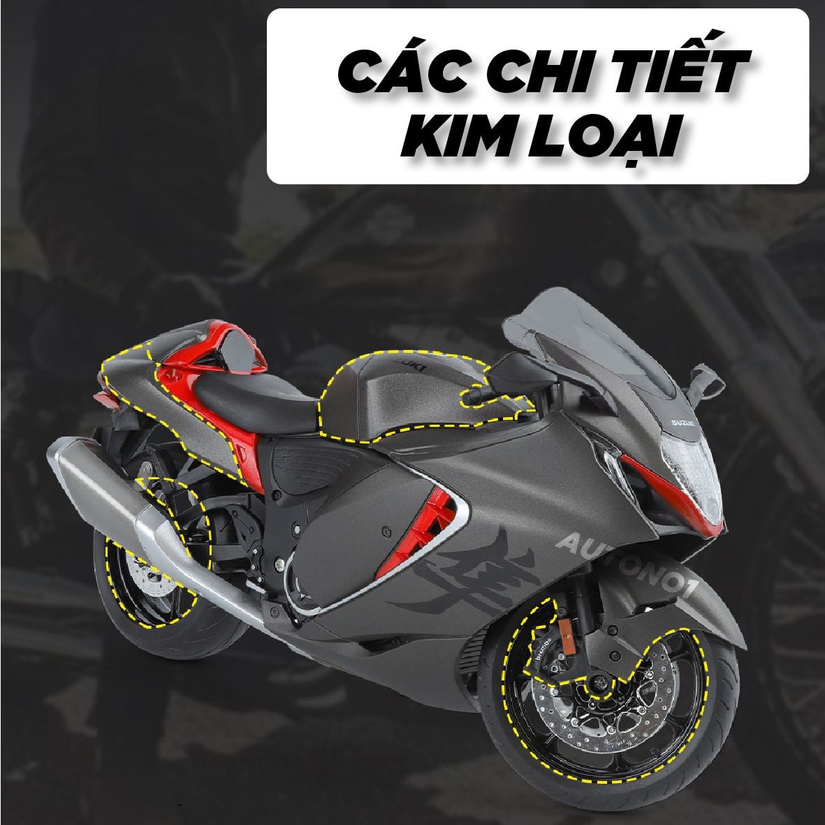  Mô hình xe Suzuki Hayabusa 1300 tỉ lệ 1:9 Huayi Alloy MT09004 