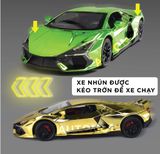  Mô hình xe Lamborghini Revuelto chrome color đánh lái được - full open - có đèn - âm thanh tỉ lệ 1:24 Alloy model OT24063 