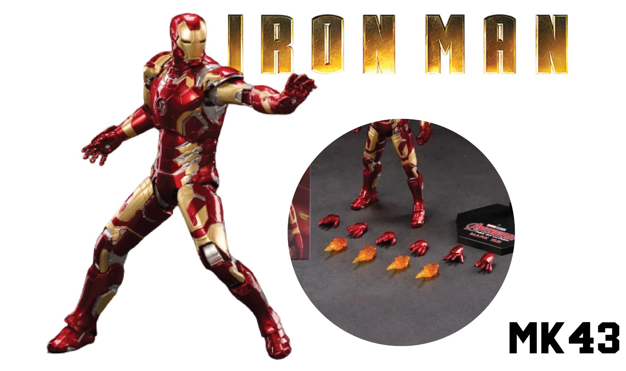  Mô hình nhân vật Marvel Iron man người sắt MK43 Mark XLIII Avengers SHF tỉ lệ 1:10 18CM ZD Toys FG262 