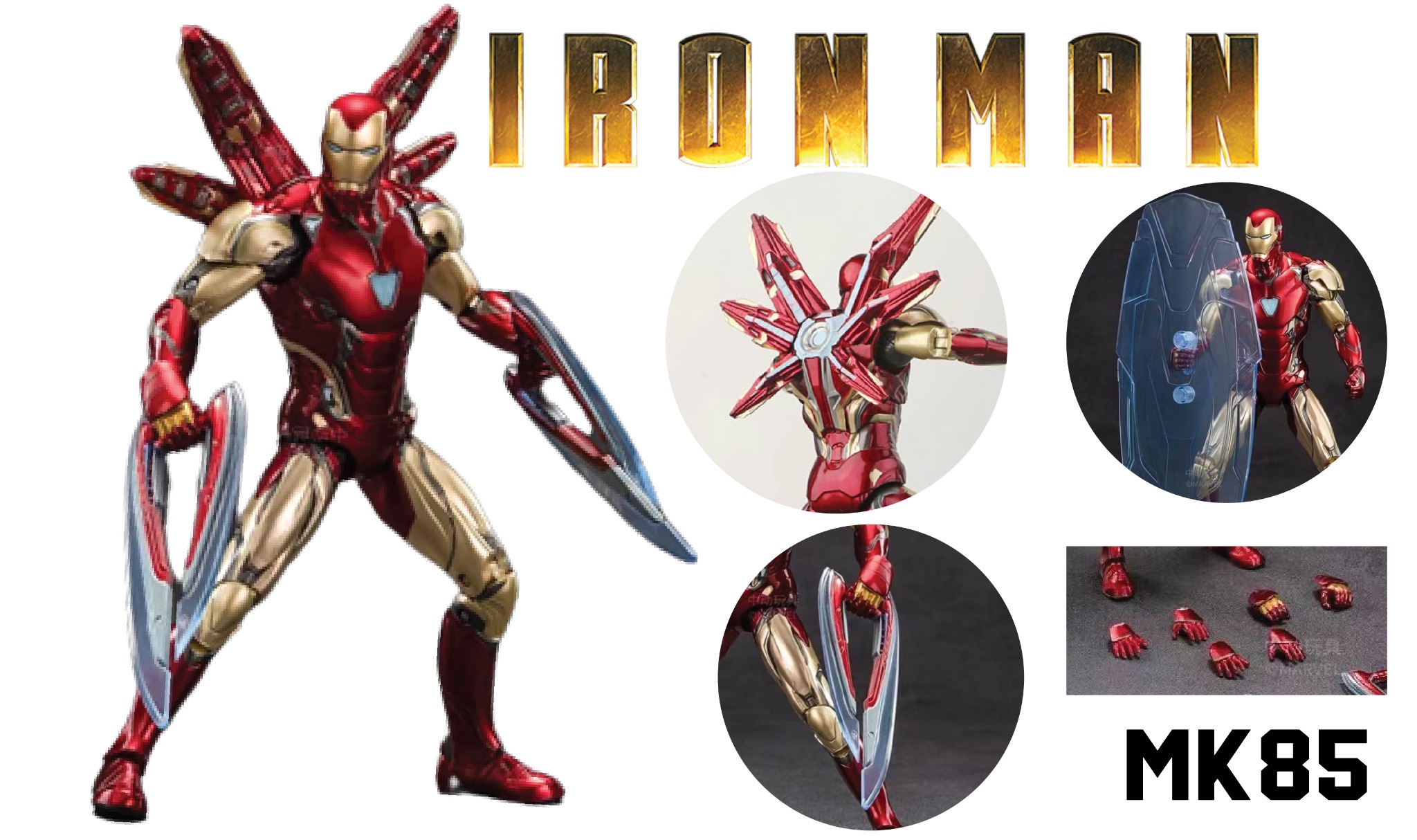  Mô hình nhân vật Marvel Iron man người sắt MK85 Mark 85 LXXXV Avenger Endgame SHF tỉ lệ 1:10 18CM ZD Toys FG262 