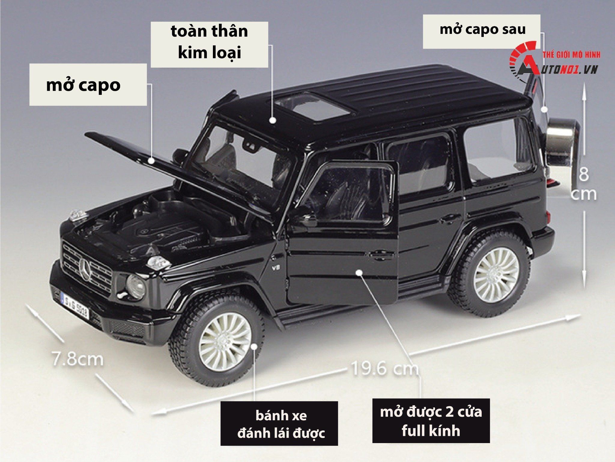  Mô hình xe Mercedes Benz G Class G500 2019 đánh lái được full open 1:25 Maisto 7994 