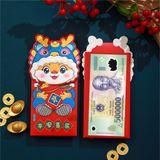  Bao lì xì hình con mèo đội nón rồng kiểu bao dọc chúc mừng năm mới 2024 kích thước 21.5cm Autono1 LX003 