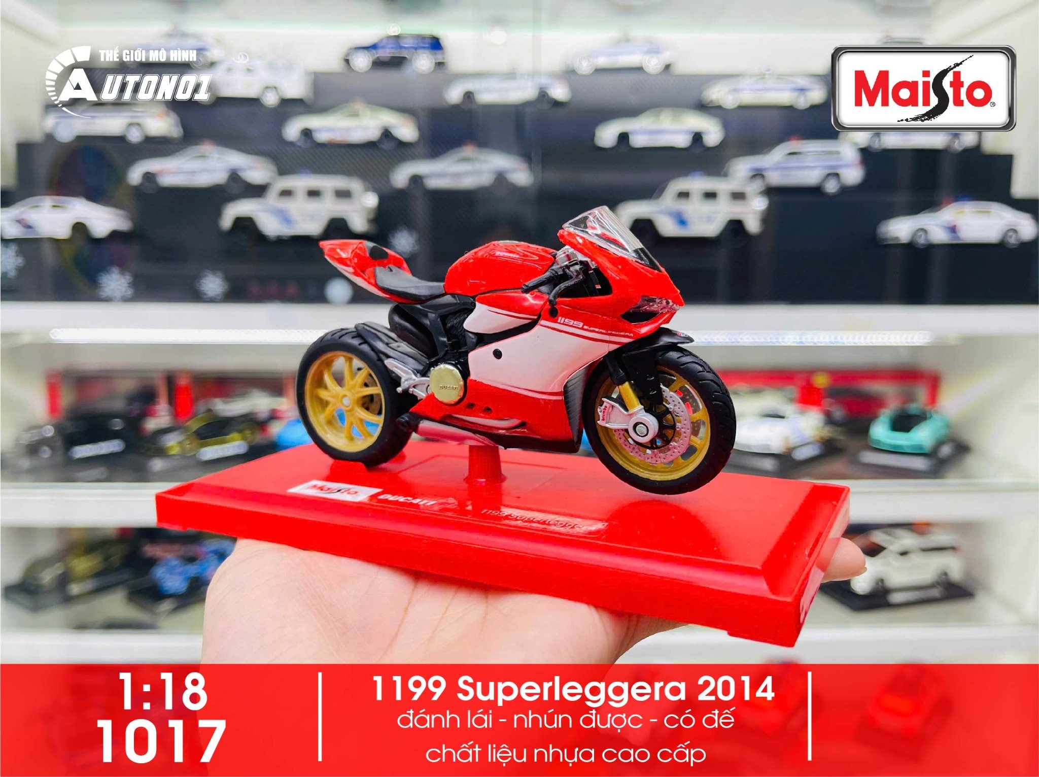  Mô hình xe mô tô Ducati 1199 Superleggera 2014 1:18 Maisto 1017 
