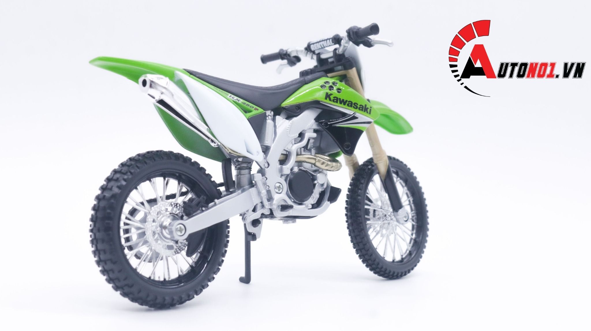  Mô hình xe cào cào Kawasaki KX450F green tỉ lệ 1:12 Maisto 1499 