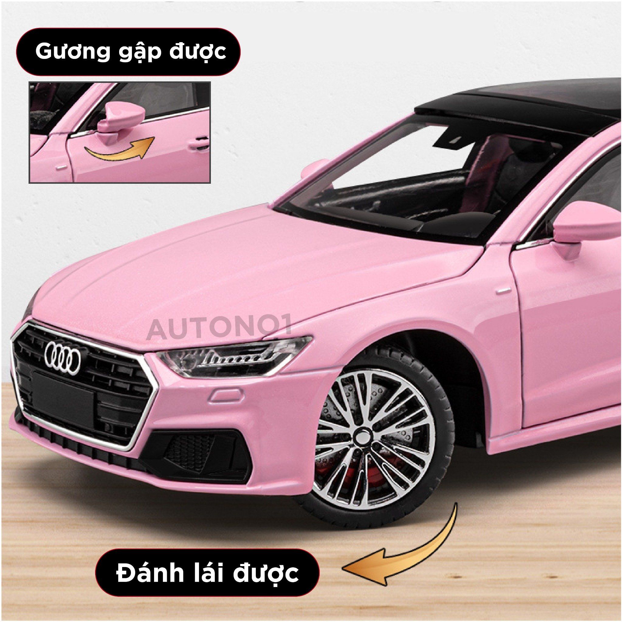  Mô hình xe Audi A7 full open, đánh lái được, có đèn và âm thanh tỉ lệ 1:24 Chezhi OT420 