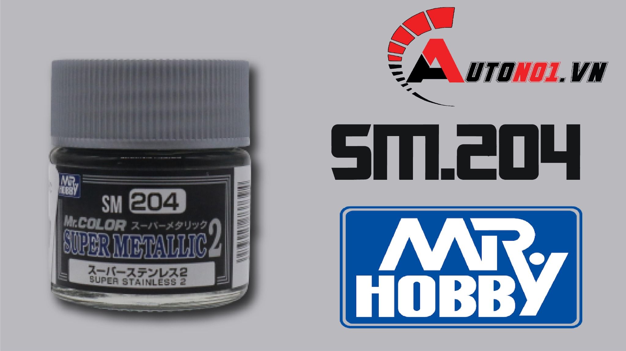  Lacquer sm204 super stainless metal sơn mô hình màu bạc ánh kim 10ml Mr.Hobby SM204 