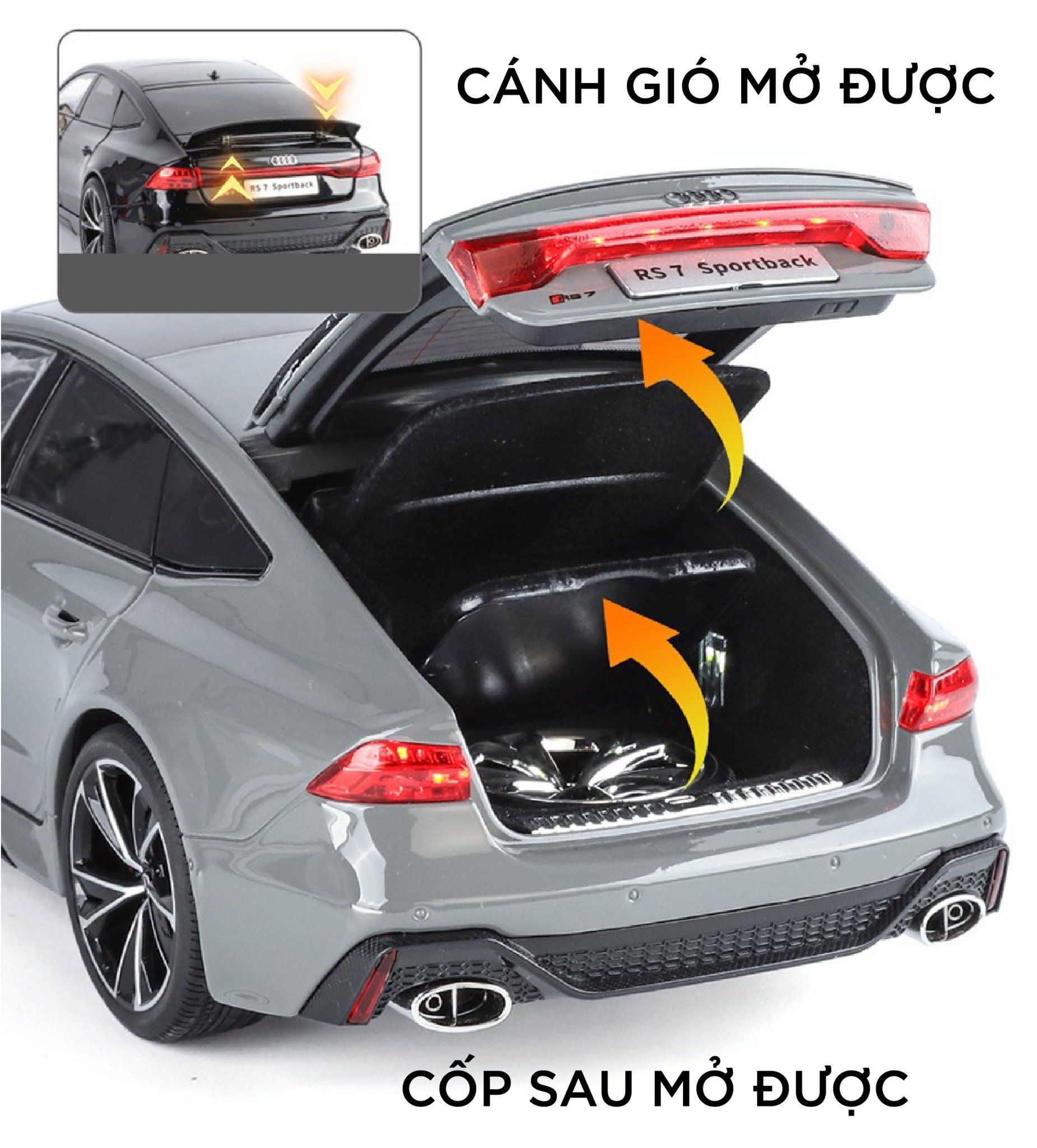  Mô hình xe Audi RS7 có remote full open - full kính - đánh lái được - pin sạc Type C tỉ lệ 1:18 Alloy model OT18025 