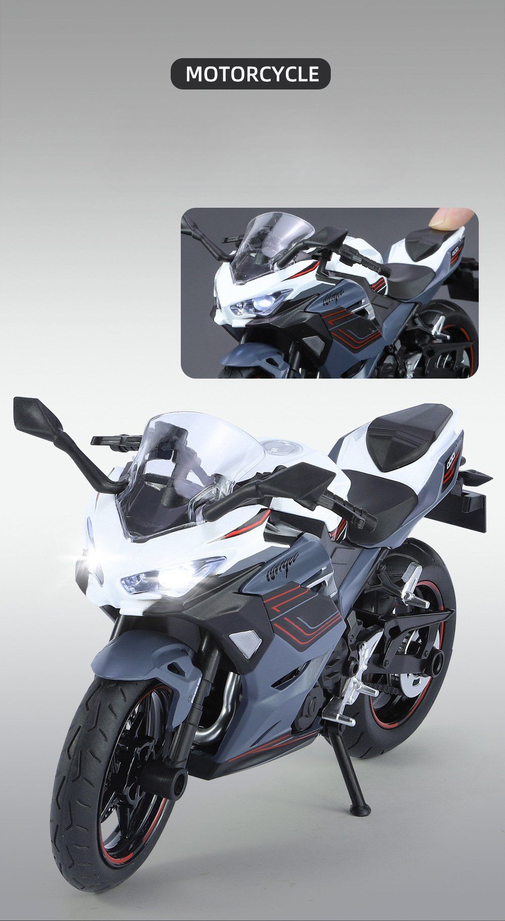  Mô hình xe Kawasaki Ninja 400 có đế tỉ lệ 1:12 Huayi Alloy MT060 