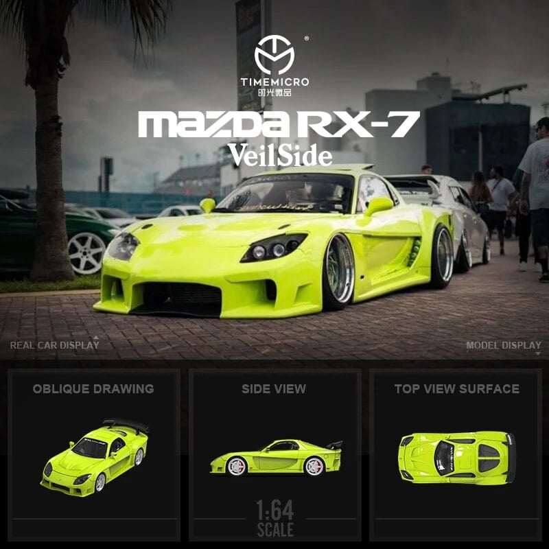  Mô hình xe Mazda RX-7 Veilside Green tỉ lệ 1:64 Time micro TM645803 