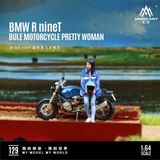  Mô hình nhân vật và mô tô BMW R nineT Blue Motorcycle Pretty Girl Simulation Resin Model tỉ lệ 1:64 More Art MO222129 