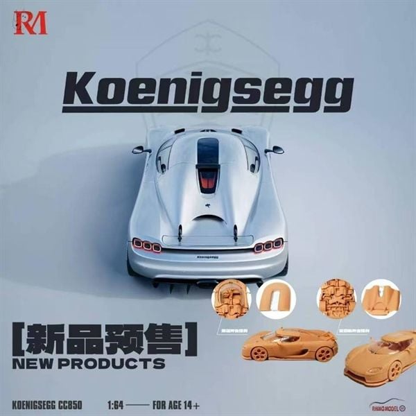  Mô hình xe Koenigsegg CC850 mở được mui và nắp máy sau tỉ lệ 1:64 Rhino model RM OT64393 