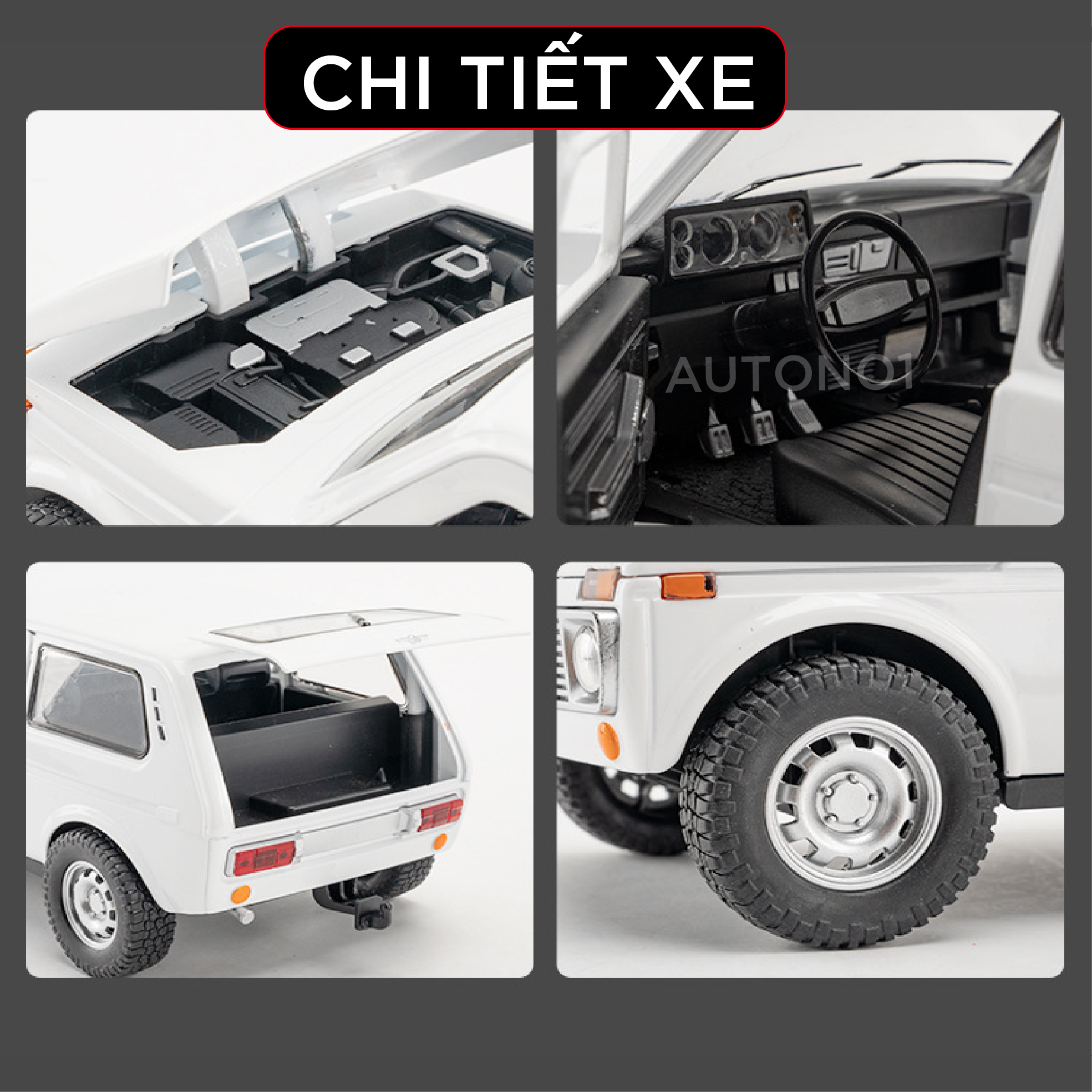  Mô hình xe Lada Niva full open , có đèn và âm thanh tỉ lệ 1:18 Alloy Model OT396 