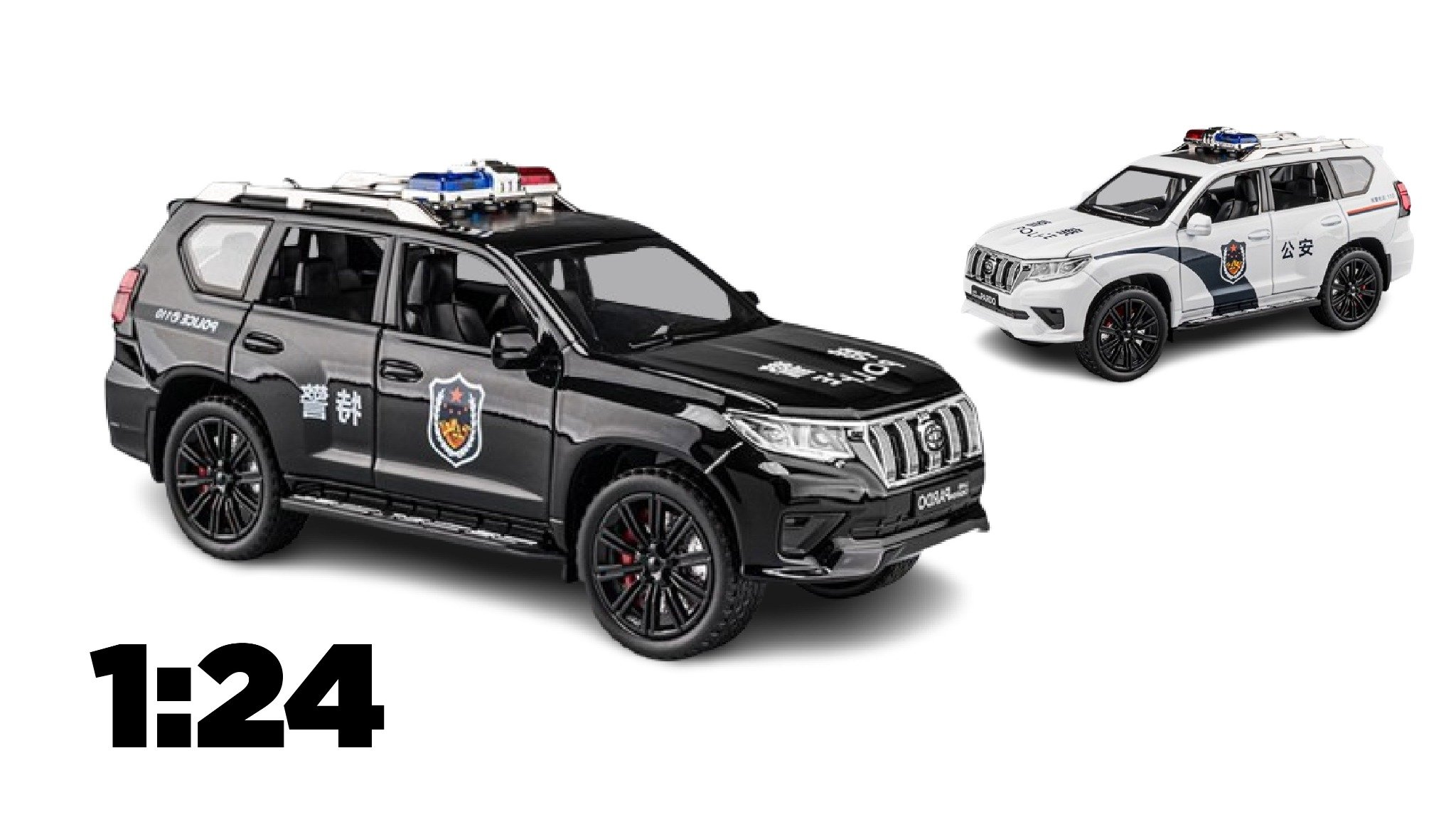  Mô hình xe Toyota Prado police có đèn có âm thanh tỉ lệ 1:24 Alloy OT429 