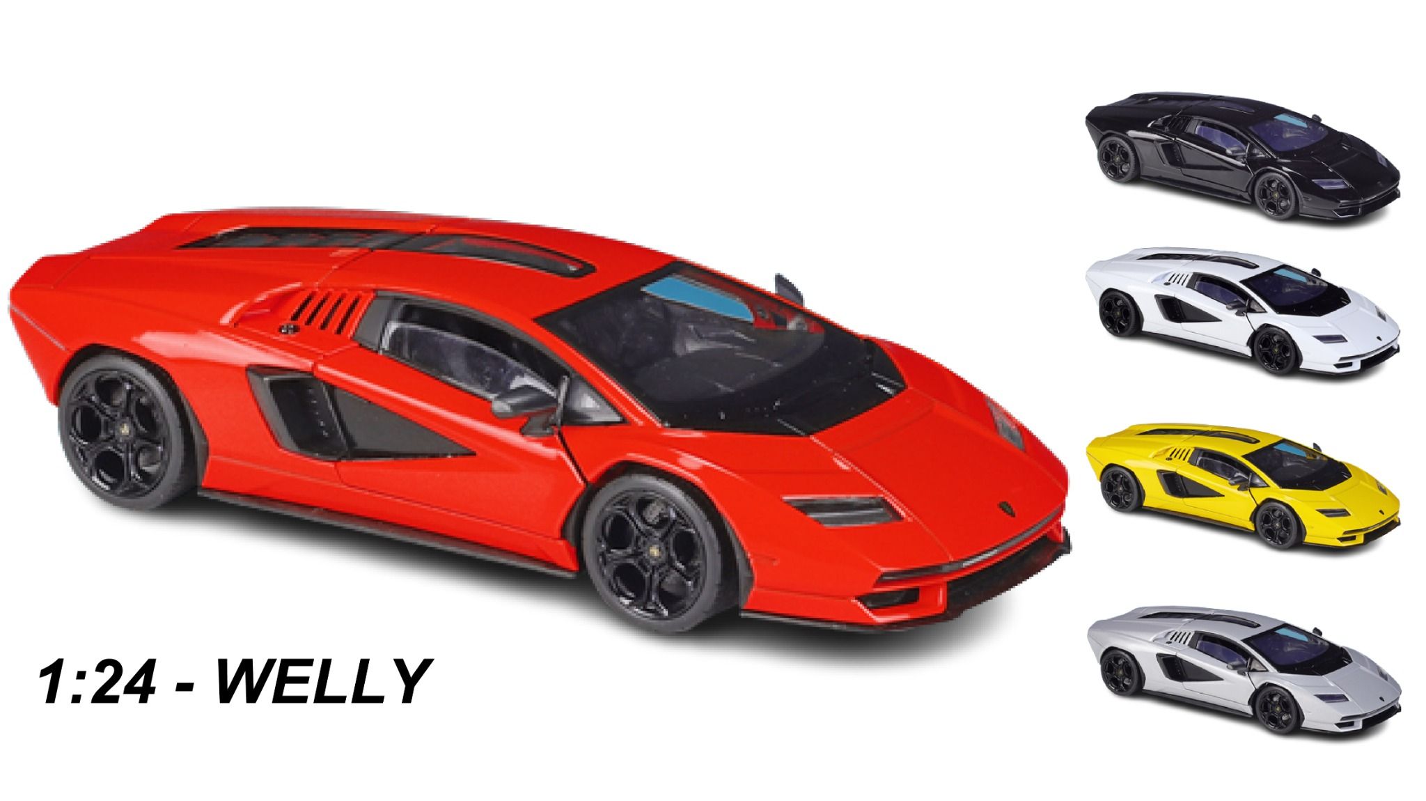 Mô hình xe Lamborghini Countach LPI800-4 đánh lái được full kính tỉ lệ 1:24 Welly OT021 