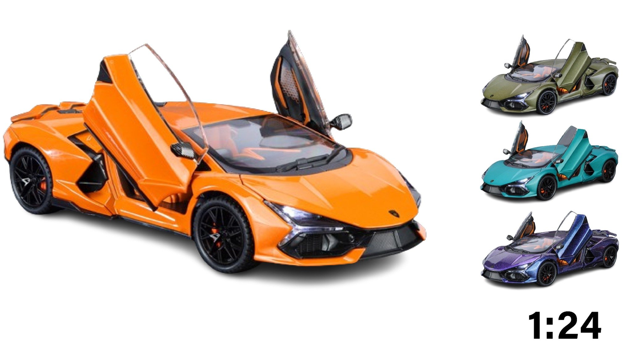  Mô hình Lamborghini Revuelto Hybrid có đèn-đánh lái được-mở full cửa-full kính tỉ lệ 1:24 Alloy Model OT418 