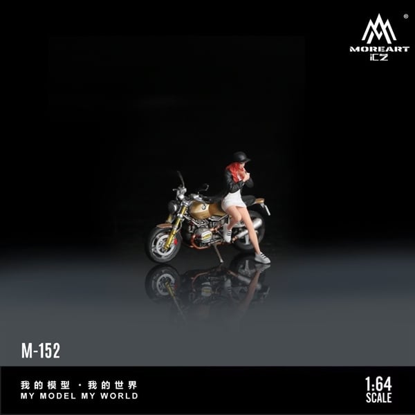  Mô hình nhân vật figure kèm xe BMW R nineT Coffee Gold tỉ lệ 1:64 MoreArt MO222152 
