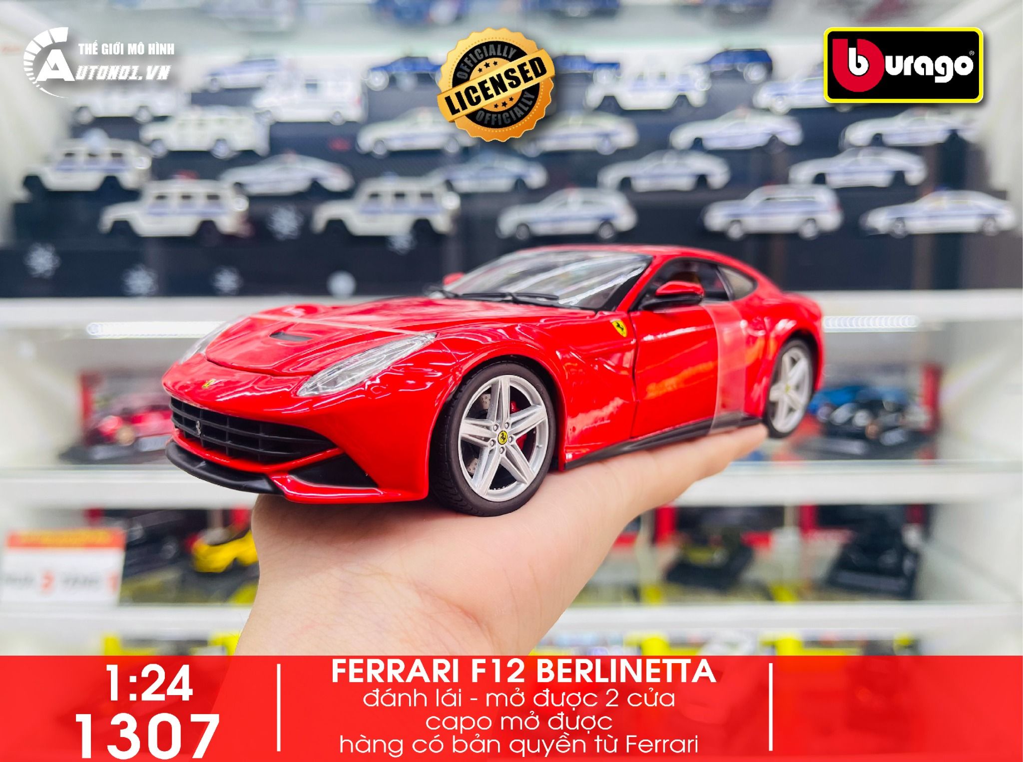  Mô hình xe Ferrari F12 Berlinetta Red 1:24 Bburago 1307 