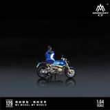  Mô hình nhân vật và mô tô BMW R nineT Blue Motorcycle Pretty Girl Simulation Resin Model tỉ lệ 1:64 More Art MO222129 