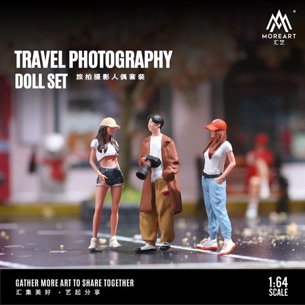  Mô hình nhân vật figure set 3 người du lịch - chụp ảnh travel photography tỉ lệ 1:64 MoreArt MO223022 