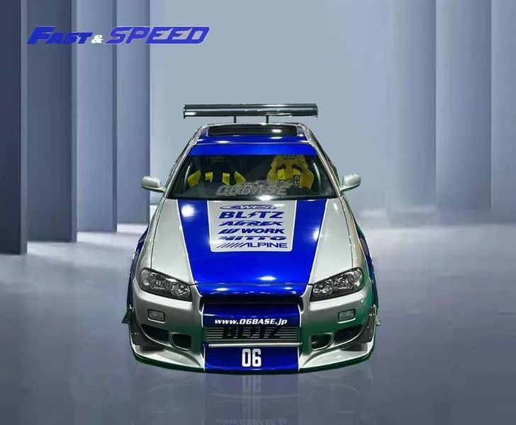  Mô hình xe Nissan Skyline R34, GT-R 5th generation BNR34 tỉ lệ 1:64 Fast Speed OT64242 