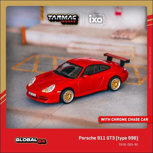  Mô hình xe Porsche 911 GT3 (996), Red tỉ lệ 1:64 Tarmac Works T64G-069-RE 