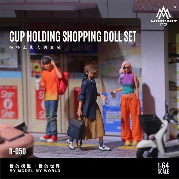  Mô hình nhân vật set figure 3 người Cup holding Shopping Doll tỉ lệ 1:64 MoreArt MO223050 