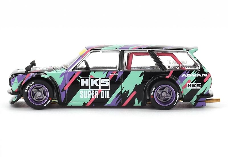  Mô hình xe DATSUN 510 WAGON HKS V1 tỉ lệ 1:64 Kaido House KHMG144L (Loose) 