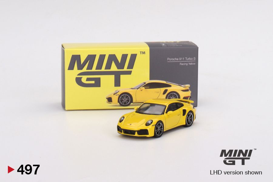  Mô hình xe Porsche 911 Turbo S Racing Yellow tỉ lệ 1:64 MiniGT 