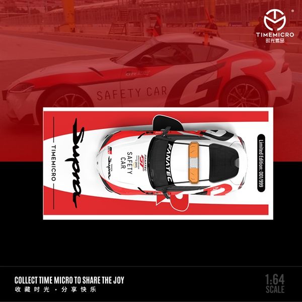  Mô hình xe Toyota Supra A90-Safety Car White Red tỉ lệ 1:64 Time Micro TM647413 