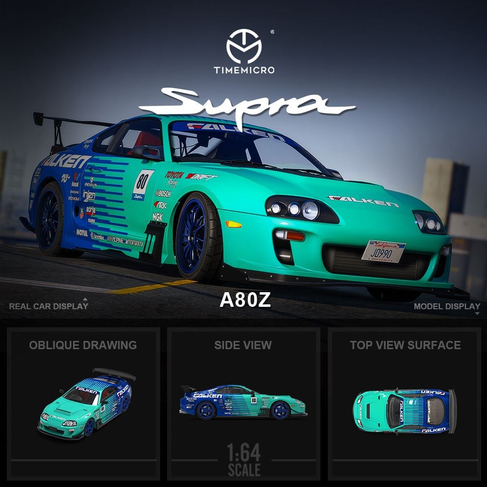  Mô hình xe Toyota Supra A80Z Falken racing limited 999pcs tỉ lệ 1:64 Time micro TM644436 