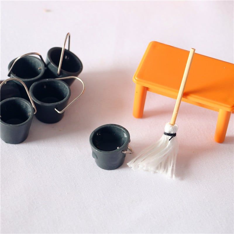 Phụ kiện decor mô hình Bộ Xô Cây Lau Nhà DE044
