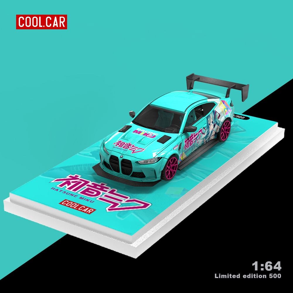  Mô hình xe BMW M4 custom Hatsune Miku blue tỉ lệ 1:64 Cool car CC646812 