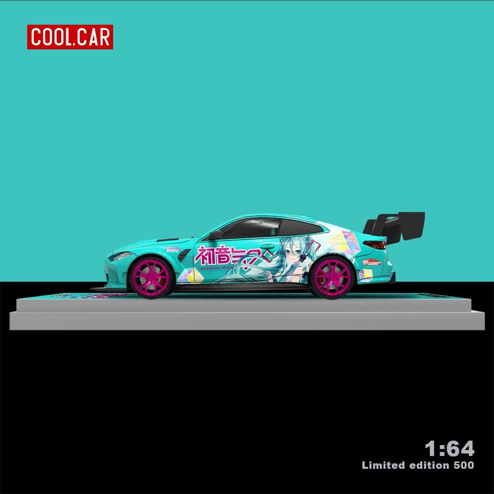  Mô hình xe BMW M4 custom Hatsune Miku blue tỉ lệ 1:64 Cool car CC646812 