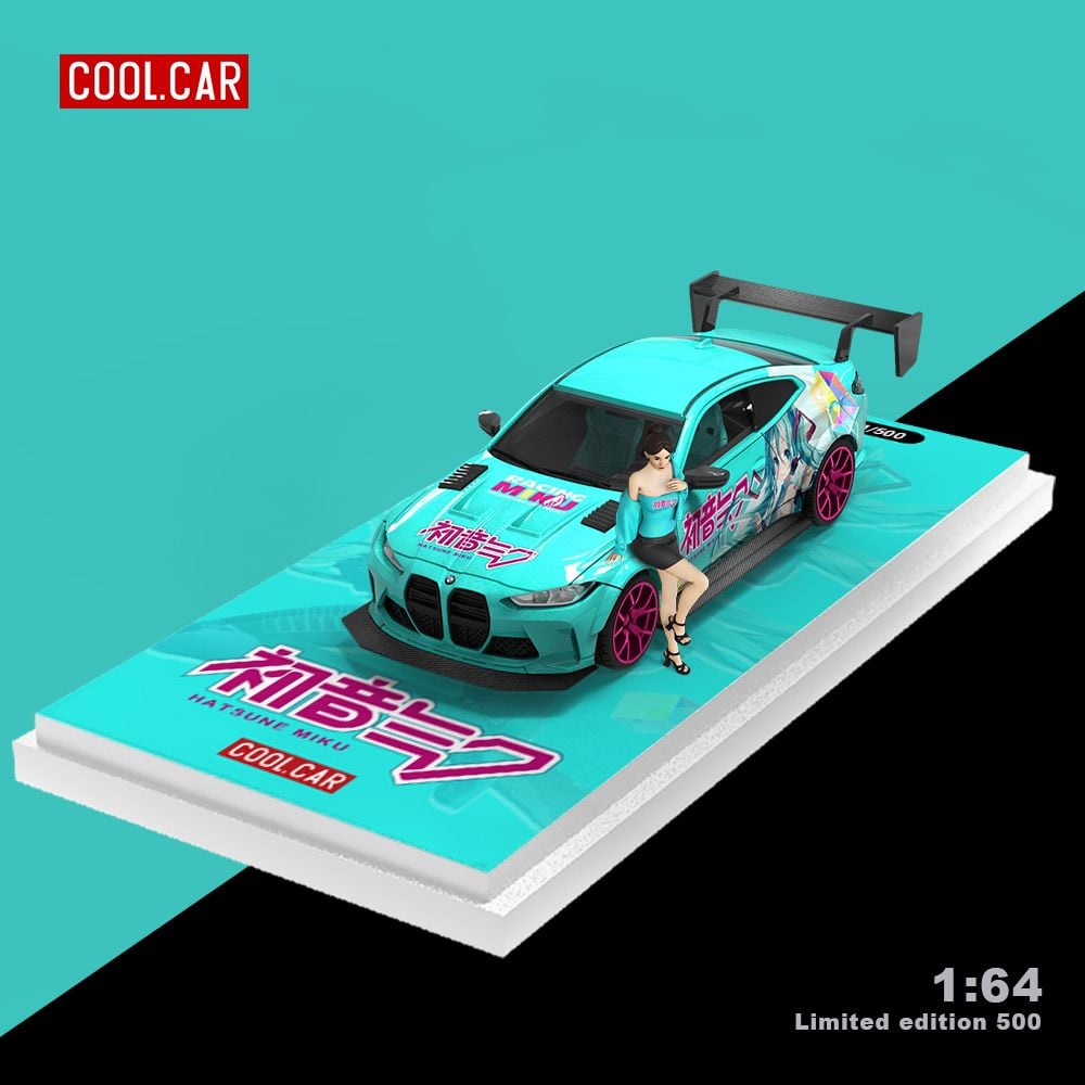  Mô hình xe BMW M4 custom Hatsune Miku blue tỉ lệ 1:64 Cool car CC646812 