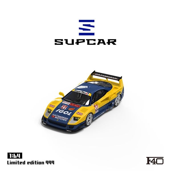  Mô hình xe Ferrari F40 Race IGOL yellow blue #27 limited edition 999pcs tỉ lệ 1:64 Supcar SC64024 