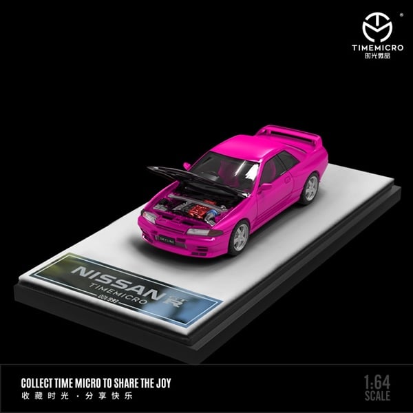  Mô hình xe ô tô Nissan GT R32 pink metallic tỉ lệ 1:64 Time Micro TM644105 