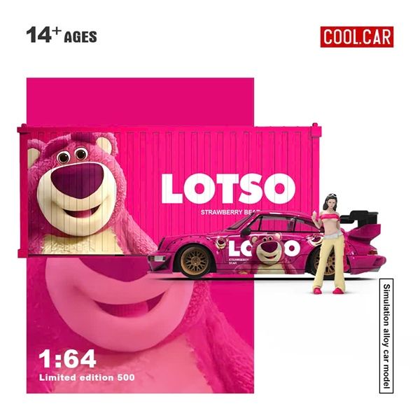  Mô hình xe Porsche 964 Strawberry Bear Series Coating Simulation Alloy Car Model tỉ lệ 1:64 Cool car CC640878 