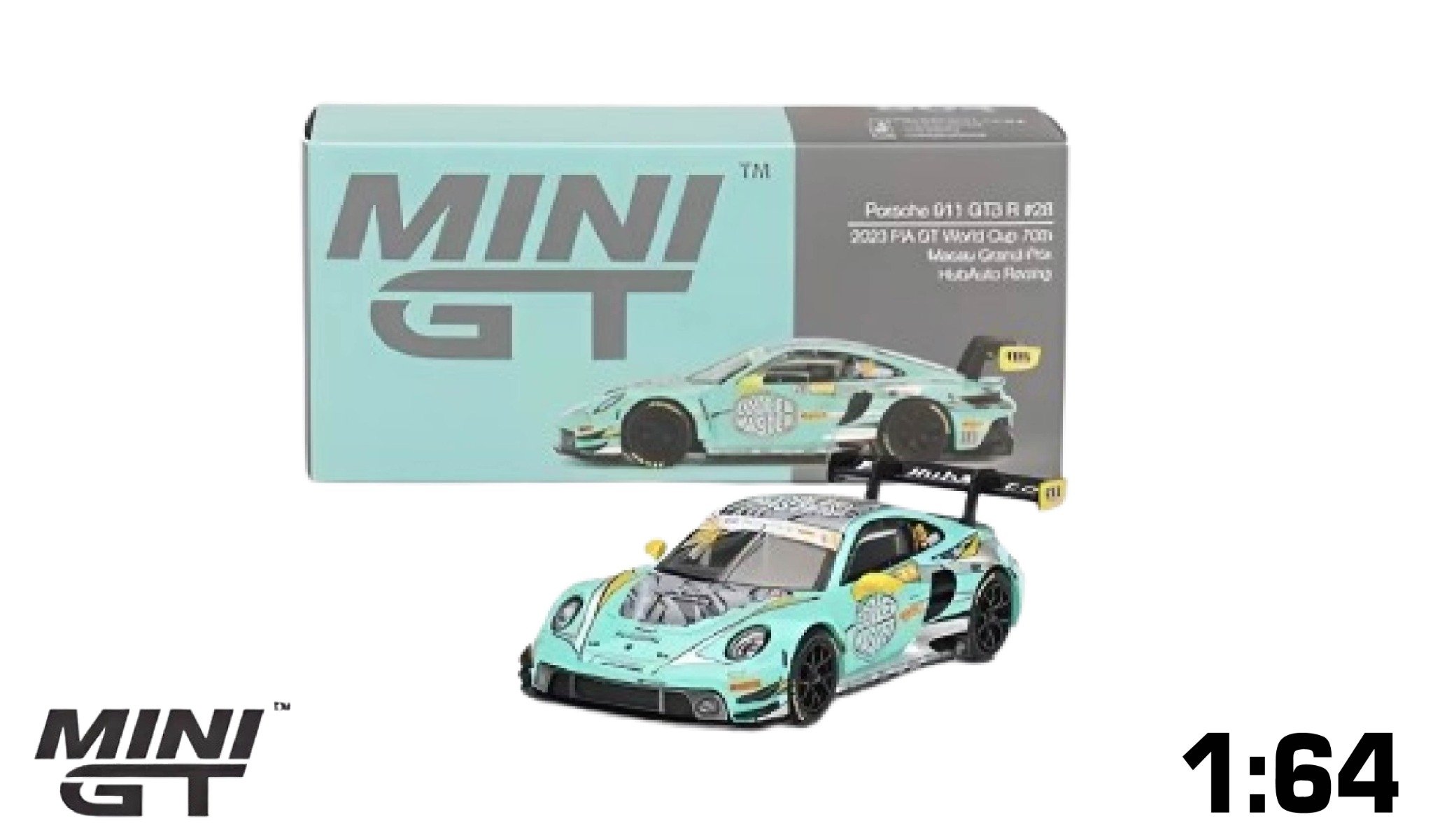  Mô hình xe Porsche 911 GT3 R #28 HubAuto Racing 2023 FIA GT World Cup 70th Macau Grand Prix tỉ lệ 1:64 MiniGT MGT00804-CH 