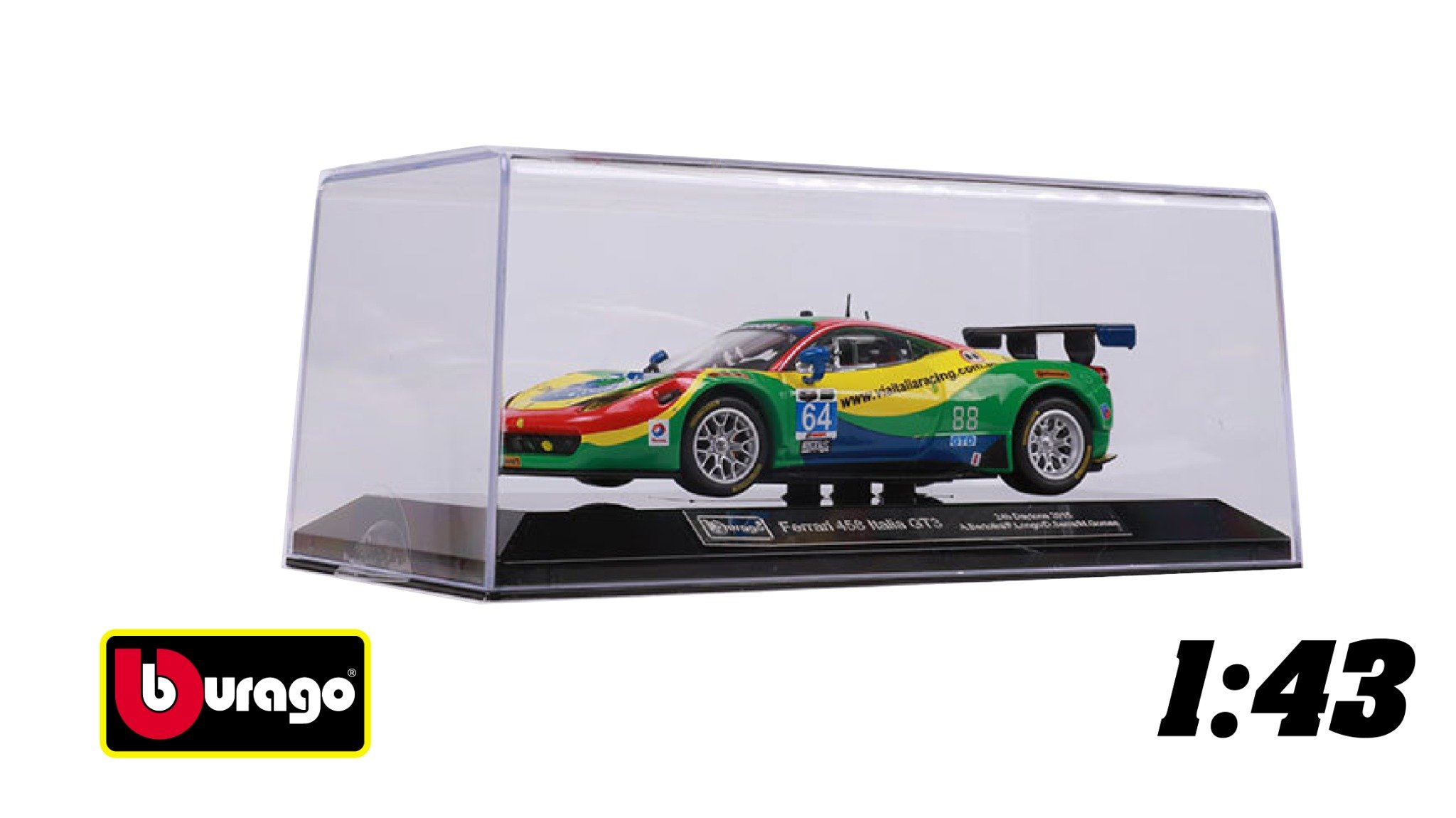  Mô hình xe Ferrari 458 Italia GT3 2015 hộp mica tỉ lệ 1:43 Bburago OT43005 