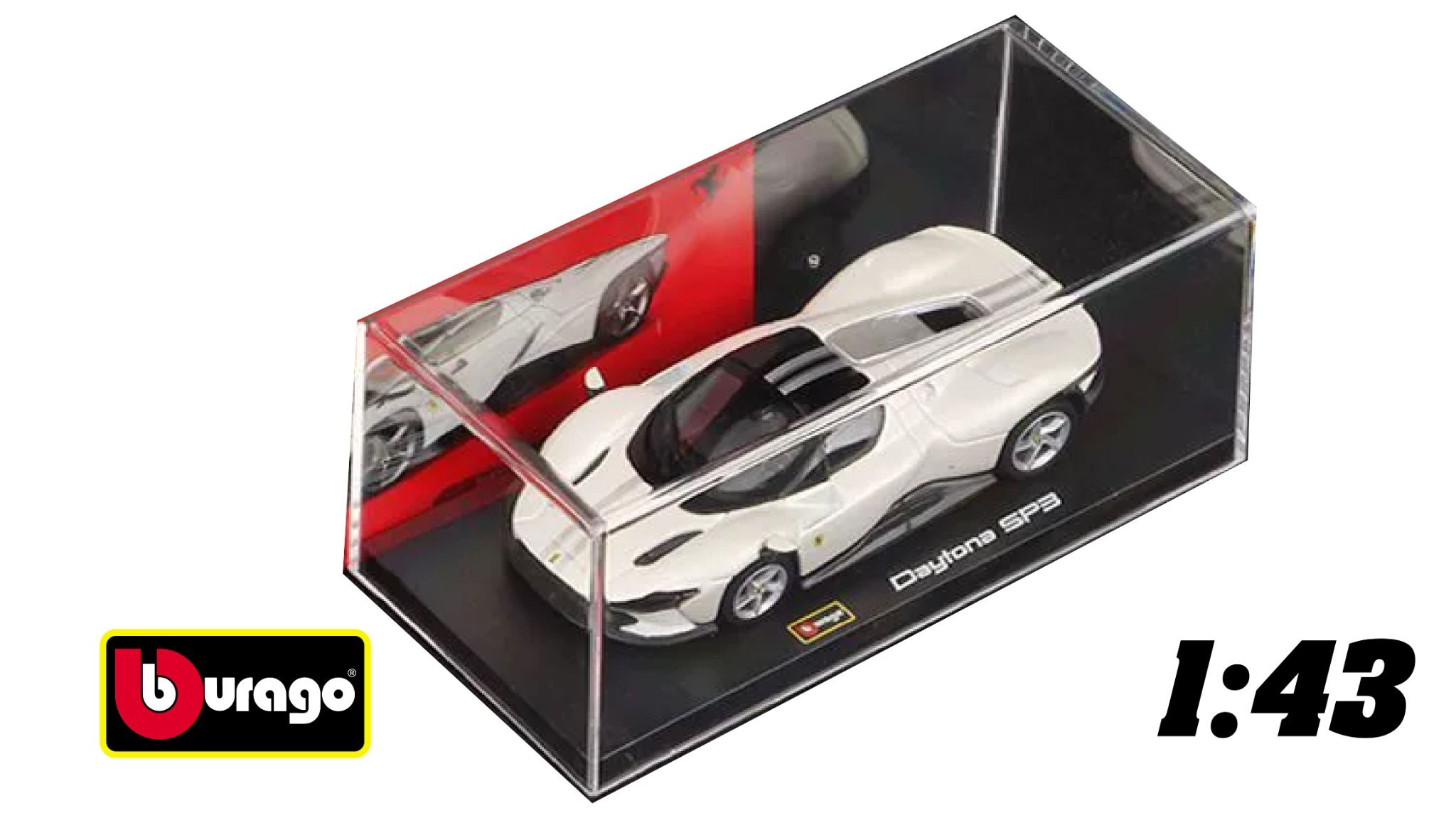  Mô hình xe Ferrari Daytona SP3 White hộp mica tỉ lệ 1:43 Bburago OT43009 