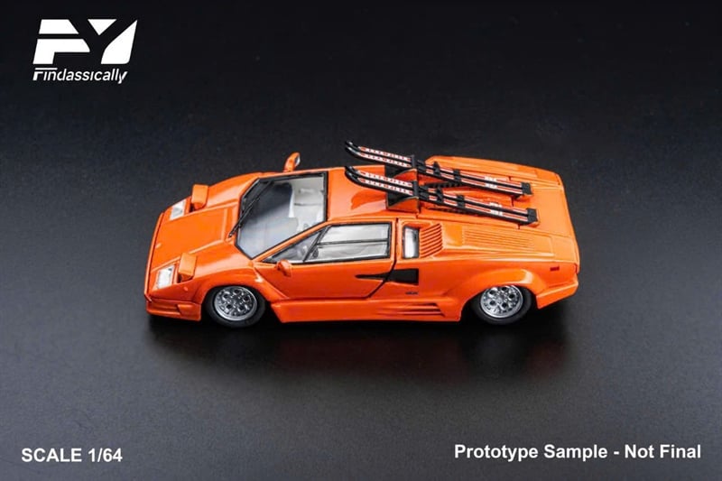  Mô hình xe Lamborghini Countach LP5000 orange Sled Edition mở được 2 mắt đèn lên tỉ lệ 1:64 Findclassically Fy model 